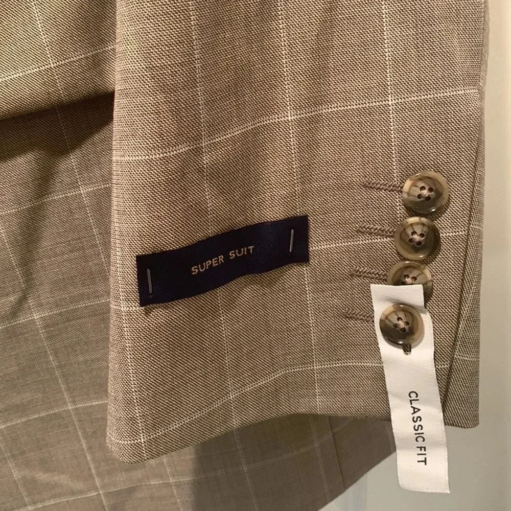 Stafford Men’s Blazer 50R Classic Fit Windowpane NWT